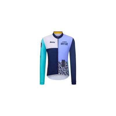 Вело джърси с дълъг ръкав Santini Trek Driftless Team Replica Cycling Thermal Dark Blue/Light Blue
